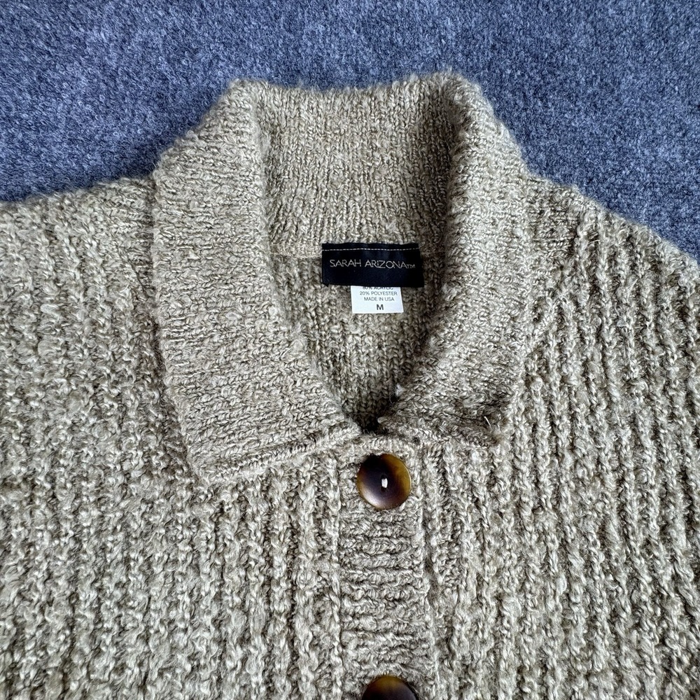 90s Y2K Sarah Arizona‎ Cardigan Women M Beige USA Soft Textured Cottagecore VTG - Picture 3 of 13